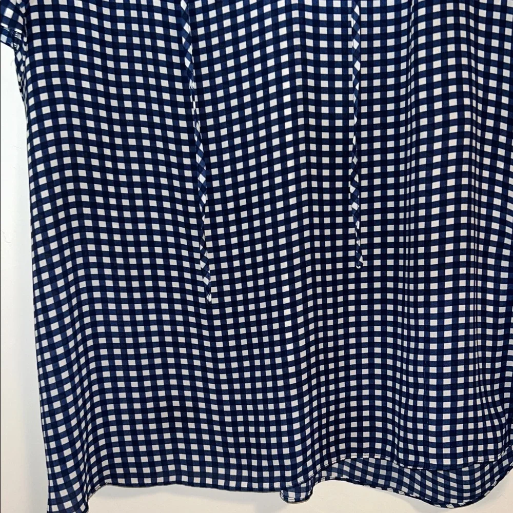 Tamara H 3X Polyester Navy and White Check Tie-Neck Blouse. (3/$25)